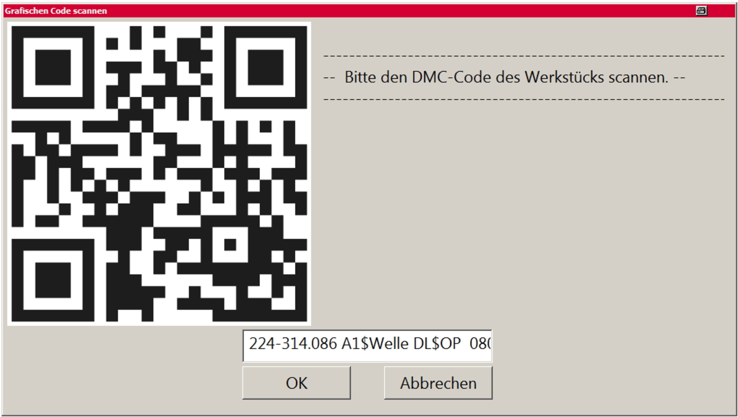 Reading the DMC code of the inspector name as well as the workpiece